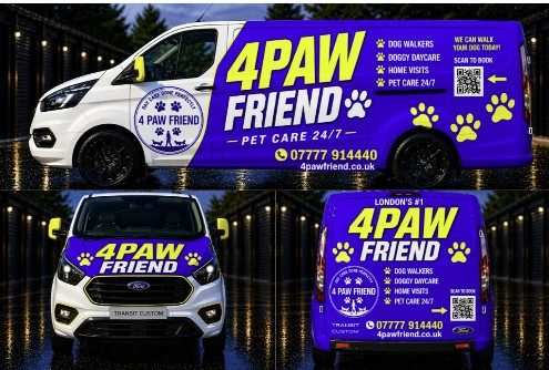 4 Paw Friend branded dog walking van South London