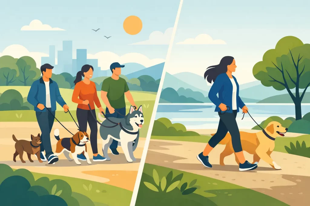 Group Walks vs Solo Walks for Dogs