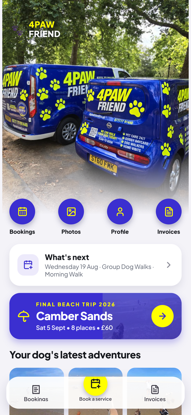 4 Paw Friend app home screen