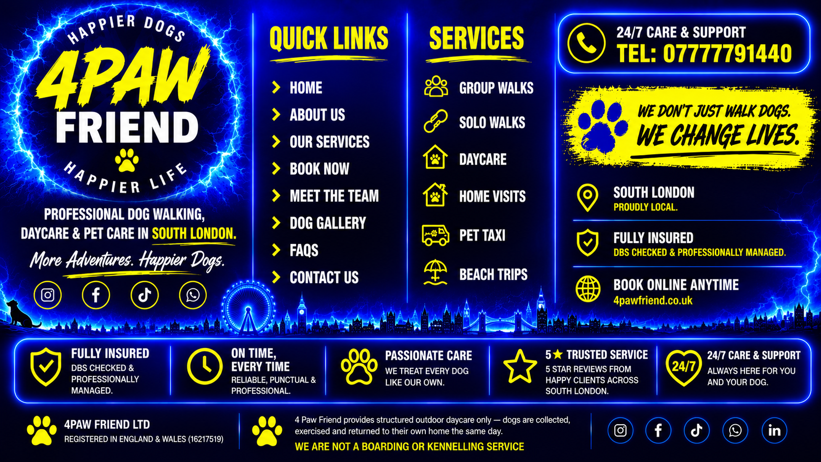 4PAW FRIEND — professional dog walking, daycare and pet care in South London.